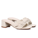 Aisha Open Toe Knotted Heels (Almond)