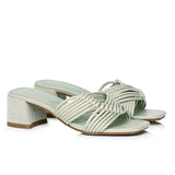 Aisha Open Toe Knotted Heels (Light Green)