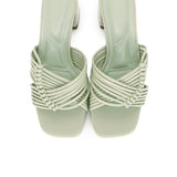 Aisha Open Toe Knotted Heels (Light Green)