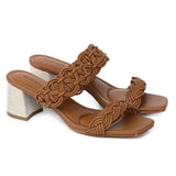 Mahia Braided Strap Heels (Brown)