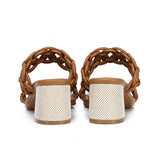 Mahia Braided Strap Heels (Brown)