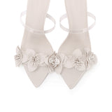 Dhia Pointed Toe Floral Heels (White)