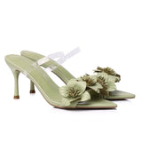 Dhia Pointed Toe Floral Heels (Light Green)