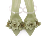 Dhia Pointed Toe Floral Heels (Light Green)