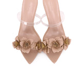 Dhia Pointed Toe Floral Heels (Nude)