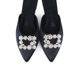 Doretta Embellishment Slip Ons Heels (Black)