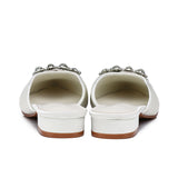 Doretta Embellishment Slip Ons Heels (White)