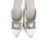 Doretta Embellishment Slip Ons Heels (White)