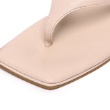 Zenya Thong Heels Sandals (Beige)