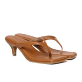 Zenya Thong Heels Sandals (Camel)