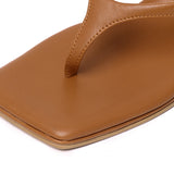Zenya Thong Heels Sandals (Camel)