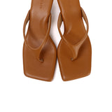 Zenya Thong Heels Sandals (Camel)