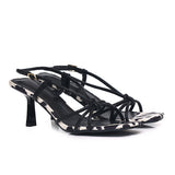 Anneliese Cow Print Strappy Heels (Black)