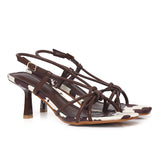 Anneliese Cow Print Strappy Heels (Brown)