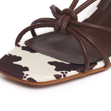 Anneliese Cow Print Strappy Heels (Brown)