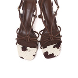 Anneliese Cow Print Strappy Heels (Brown)