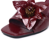 Reese Floral Sandals Heels (Maroon)