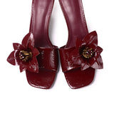 Reese Floral Sandals Heels (Maroon)