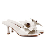 Reese Floral Sandals Heels (White)