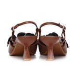 Veronica Floral Heels (Brown)
