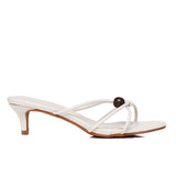 Ava Beads Strappy Heels (Beige)