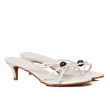 Ava Beads Strappy Heels (Beige)