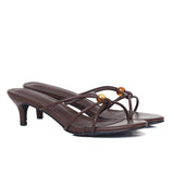 Ava Beads Strappy Heels (Brown)