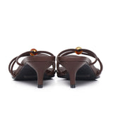 Ava Beads Strappy Heels (Brown)