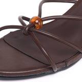 Ava Beads Strappy Heels (Brown)