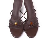 Ava Beads Strappy Heels (Brown)
