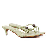 Ava Beads Strappy Heels (Green)