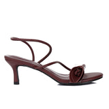 Romy Floral Strappy Heels (Maroon)
