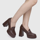 Happy Mind Platform Pumps (Brown)