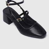 Glacier Mary Jane Block Heels (Black)