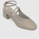 Glacier Mary Jane Block Heels (Nude)