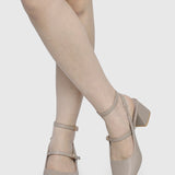 Glacier Mary Jane Block Heels (Nude)