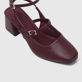 Glacier Mary Jane Block Heels (Maroon)