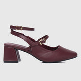 Glacier Mary Jane Block Heels (Maroon)