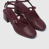 Glacier Mary Jane Block Heels (Maroon)