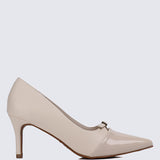 Callen Pointed Toe Pumps (Beige)