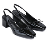 Freya Slingback Pumps With Bow (Black)