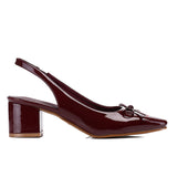 Freya Slingback Pumps With Bow (Maroon)