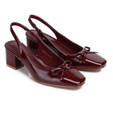 Freya Slingback Pumps With Bow (Maroon)