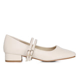Florence Interchangeable Strap Mary Jane Pumps (Almond)