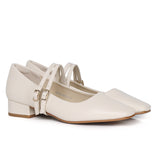 Florence Interchangeable Strap Mary Jane Pumps (Almond)