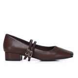 Florence Interchangeable Strap Mary Jane Pumps (Brown)