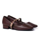 Florence Interchangeable Strap Mary Jane Pumps (Brown)