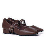 Florence Interchangeable Strap Mary Jane Pumps (Brown)