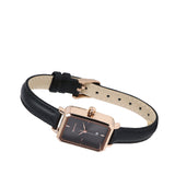 Zara Rose Gold Leather Analogue Watch (Black)