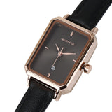 Zara Rose Gold Leather Analogue Watch (Black)